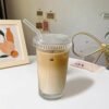 Can Shape Drinking Glasses Tumbler with Airtight Wooden Lid and Straw for Coffee Hot Cold Juice Cocktail Iced Tea Drink Cup Home (400ML Pack of 1)