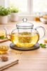 Glass Green Tea Kettle Glass Strainer Teapot with Infuser Tea Kettle for Loose Leaf Tea (800ML)