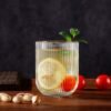Glass Lining Round 250ML Set of 6 | Premium Crystal Drinking Glass for Whisky Cocktail Juice | Heavy Base Ribbed Bar Glassware for Home Party & Gifting